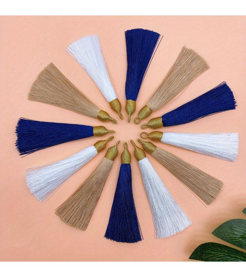 4 Pcs White Hand Twisted Tassel Fringes for Curtain Tablecloth Ornament - Image 2