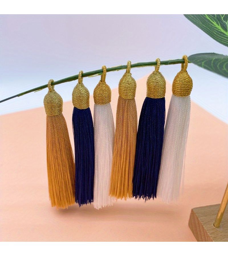 4 Pcs White Hand Twisted Tassel Fringes for Curtain Tablecloth Ornament - Image 1