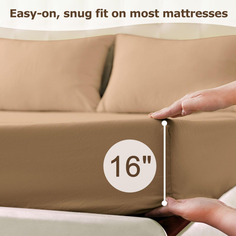 Homilay Full Size Bed Sheet Set - 4 Piece Soft Microfiber Sheets with Deep Pockets  Cooling Technology  and Wrinkle-Free Pillowcase. Hotel-Quality  Durable Bedding  Brush - Image 4