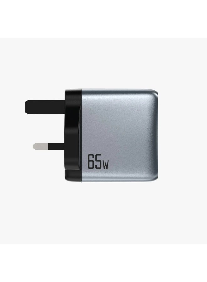GREEN LION GaN Premium PD 65W UK Plug Wall Charger with Dual USB-C & USB-A Ports / Charges up to 50% in 30 min / PPS 49.55W Power Delivery / PC Flame Retardant Material / Fast Charging / Travel Friendly - Grey - Image 4
