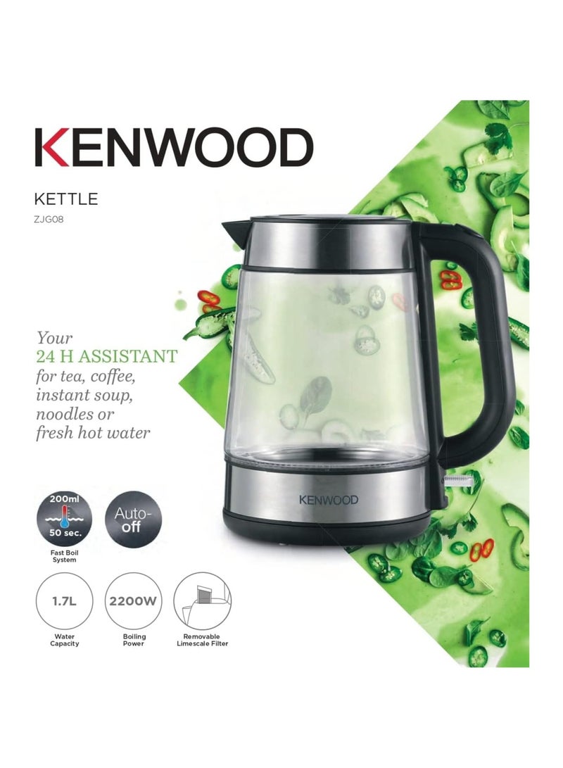 KENWOOD Cordless Glass Electric Kettle 1.7 L 2200 W ZJG08 Black - Image 2