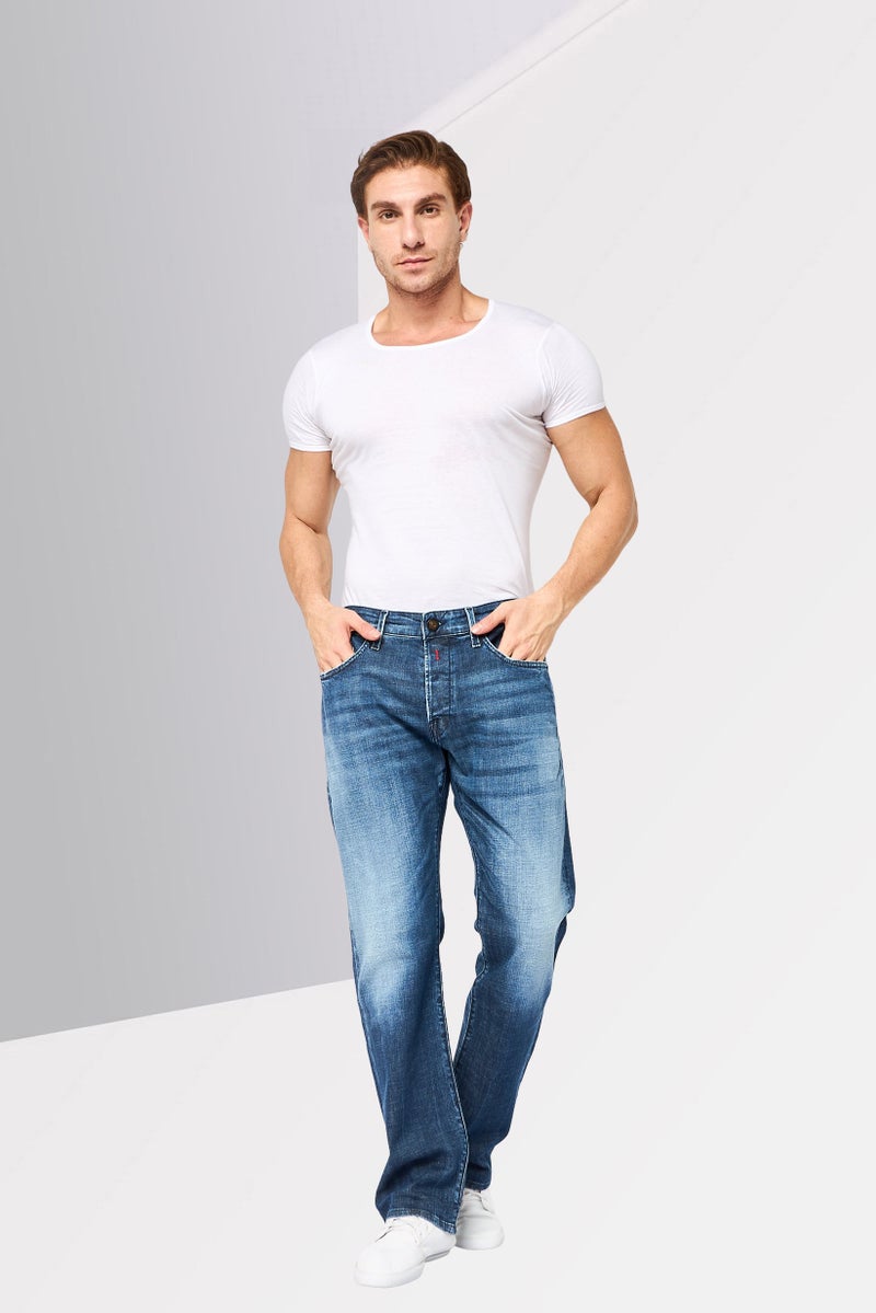 Replay جينز رجالي بقصة عادية مغسول غير قابل للتمدد، أزرق - Image 2