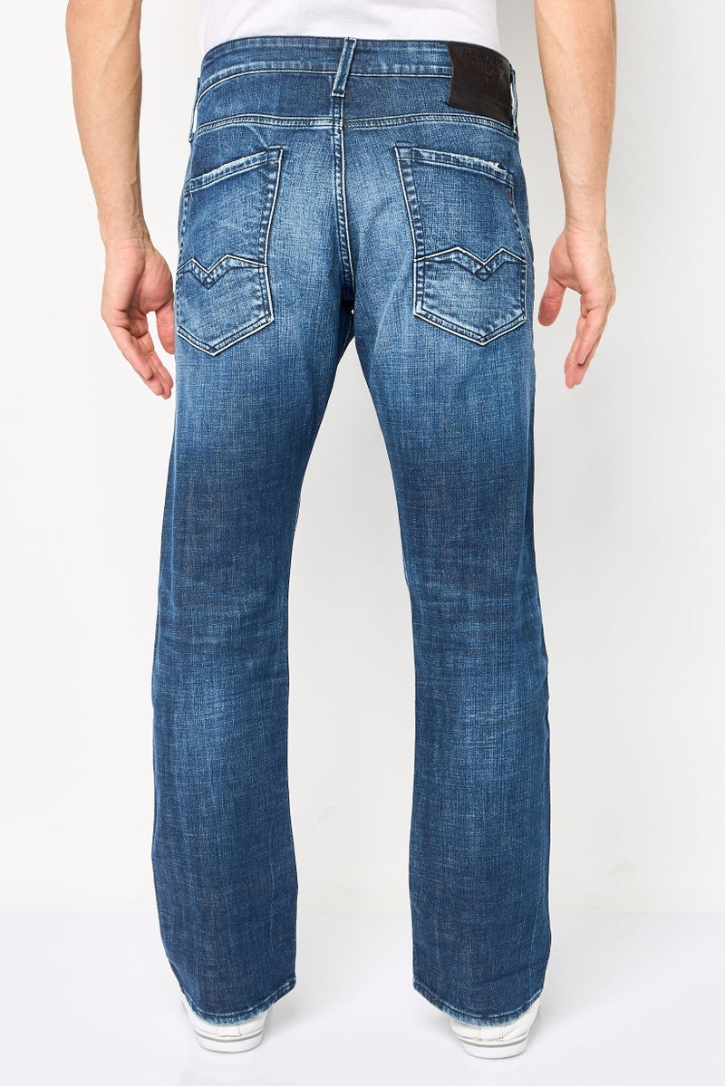 Replay جينز رجالي بقصة عادية مغسول غير قابل للتمدد، أزرق - Image 4