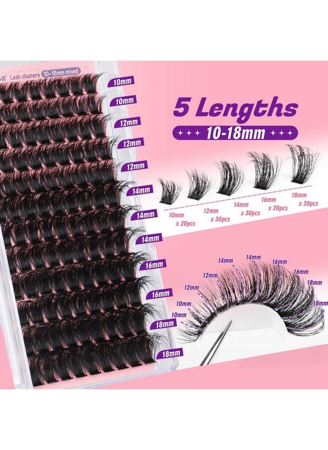 Focipeysa - Fluffy Lash Clusters 100D Eyelash Clusters 10-18Mm Fluffy Volume Individual Lashes D Curl Cluster Eyelash Extensions Diy Lash Extension For Beginners - Image 1