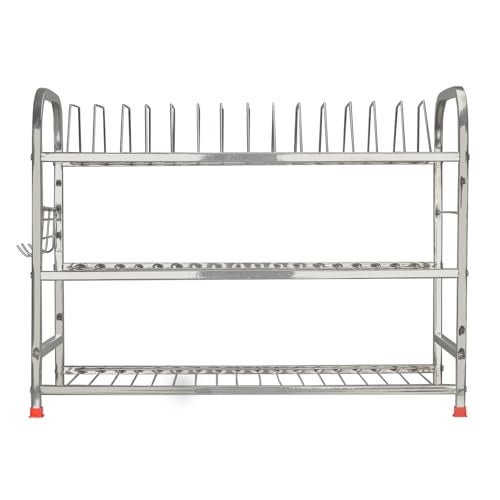 D.k 11® Stainless Steel Shelf Wall Mount Kitchen Dish Racks | Dish Rack with Cutlery and Plate Spoon Kitchen Utensil Stand | Modular Kitchen Bartan Stand (Size 24×18 inch) - Image 4