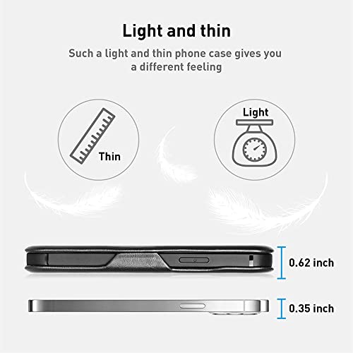 PULOKA for OnePlus 10 PRO - Sleek Flip Case - Premium Vegan Leather Phone Cover with Card Slot - Slim, Durable, Privacy Protection, Shockproof - Kickstand Function - Elegant Flip Wallet Cases - Black - Image 5