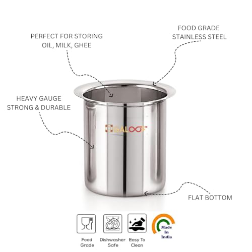 GALOOF Stainless Steel Deep Gunj for Boiling Milk and Water | Flat Bottom Deep Milk Pot Set of 3 | Long Tapeli Milk Boiler Vessel | 1 L, 1.3 L, 1.7 L Set of 3 Milk Pot Set - Image 5