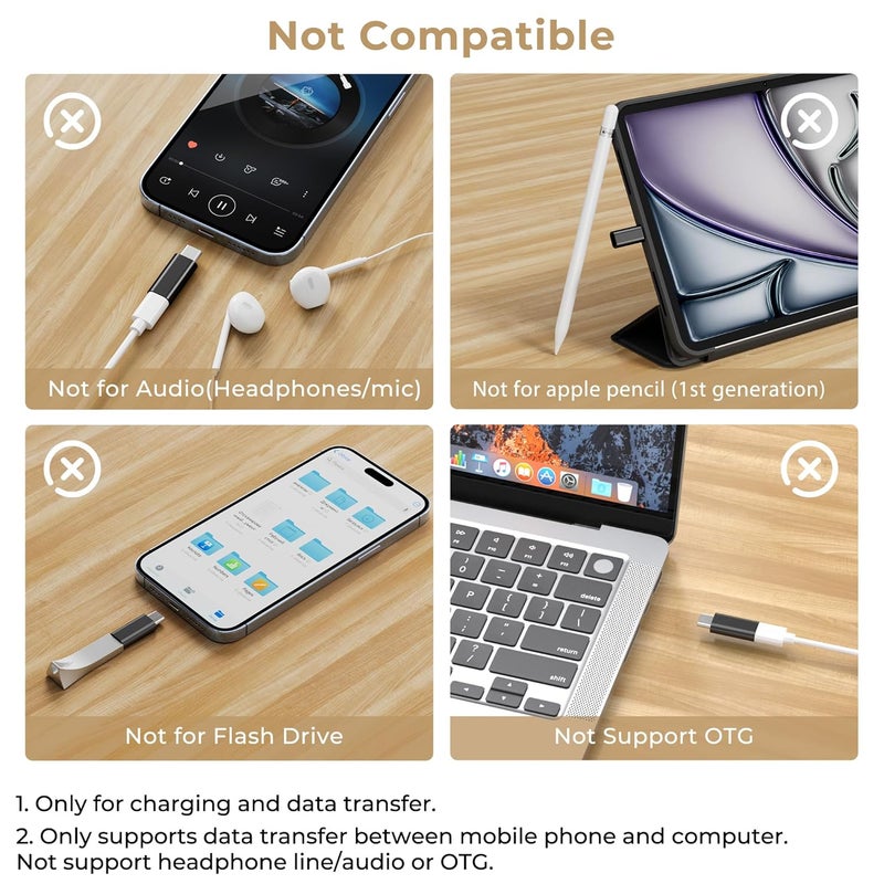 Tobfit Tobfit Lightning to USB C Adapter (2pack) - Lightning to USB C, Supports Fast Charging for iPhone 15 Pro Max, Pad, MacBook, Samsung Galaxy S24 S23 S22, Pixel - Image 2