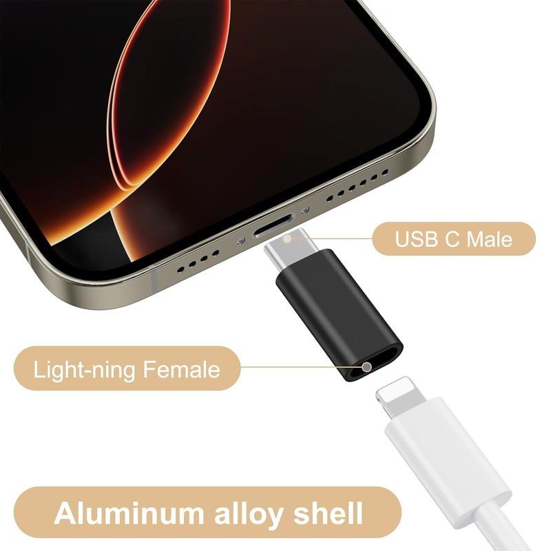 Tobfit Tobfit Lightning to USB C Adapter (2pack) - Lightning to USB C, Supports Fast Charging for iPhone 15 Pro Max, Pad, MacBook, Samsung Galaxy S24 S23 S22, Pixel - Image 4