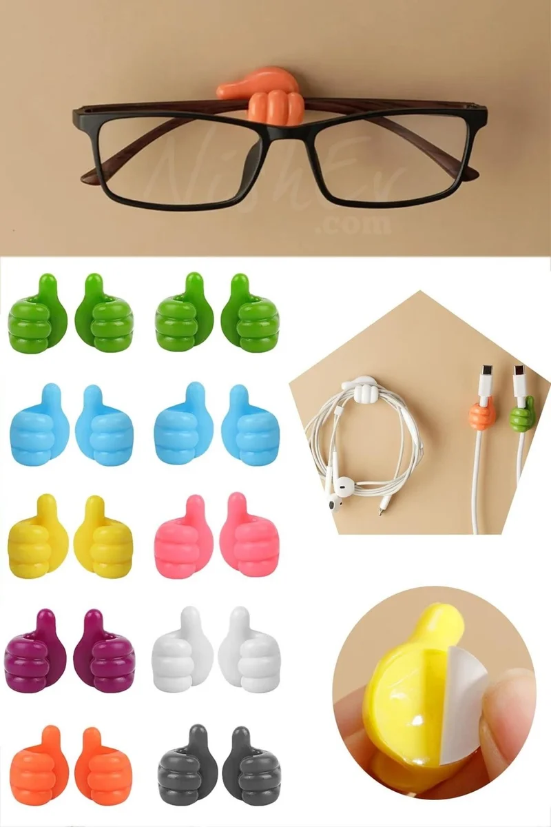 نيشيف Hand Gesture Hook 10 Pcs Thumb Cable Holder Adhesive Toothbrush Keychain Holder Hanger