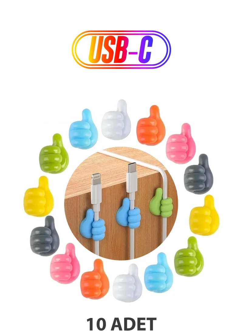 نيشيف Hand Gesture Hook 10 Pcs Thumb Cable Holder Adhesive Toothbrush Keychain Holder Hanger