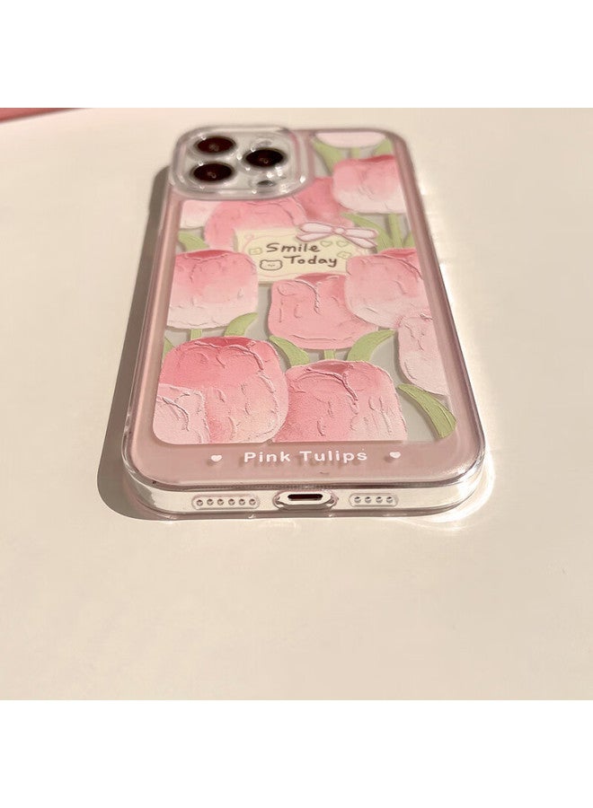 Inkaida Yingkaida Iphone 14 Case, Full Protection Shockproof Cover For Men And Women, Creative Transparent Painted Oil Painting Card Tulip Design - Image 5