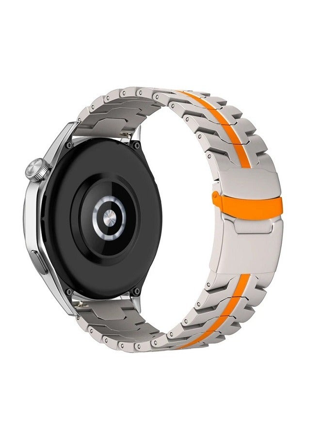 Beauenty Titanium Band for huawei Watch 4 3 Pro / GT 5 4 3 Pro, Luxury Universal 22mm Titanium Metal Replacement Watch Strap for Men and Women, Titanium-Orange - Image 1