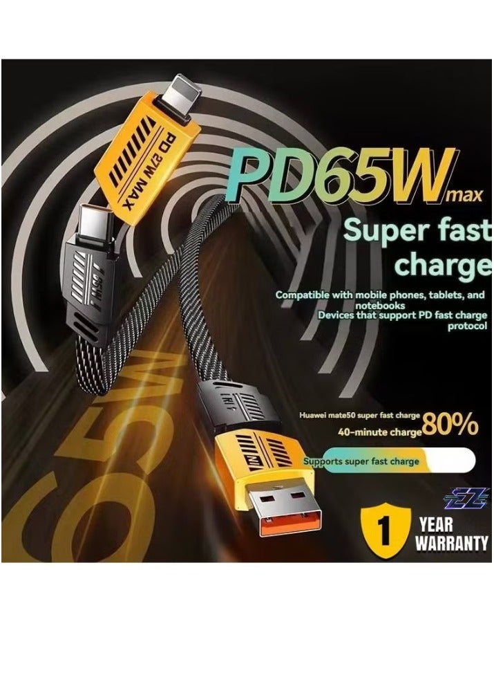 ELTRAZONE Original Super-Fast Charging Cable | 65W 480 Mbps 4-in-1 USB A/Type C to Type C | 2m Tangle-Free Braided Cable | Multiport Charging for iPhones, iPads, Android Devices, Fast Data Transfer - Image 1