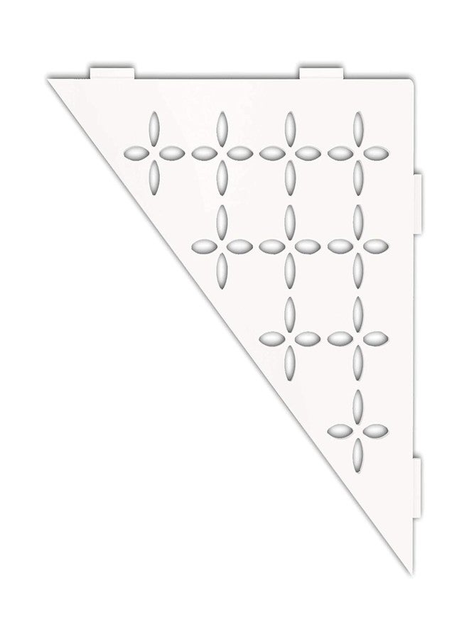 Schluter Triangular Corner Shelf for Tiled Walls - Floral Design, Aluminum Material, Matte White Finish, 3/32" Thick Anchoring Tabs - SES1D5MBW - Image 1