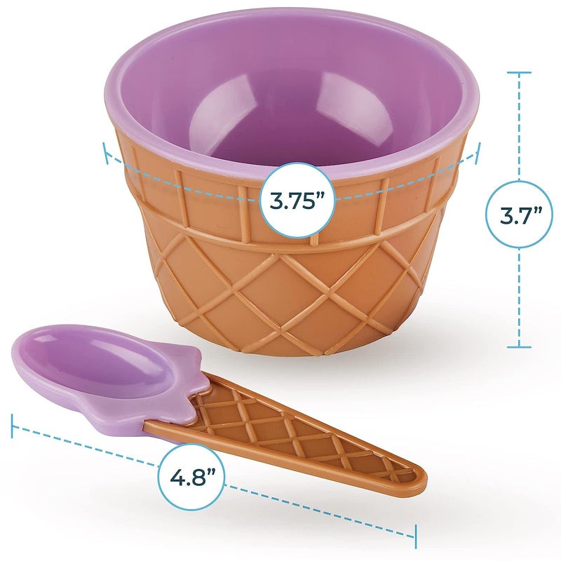 PATTAR 6 pcs Ice Cream Bowl with Spoon Plastic BPAFree Ice Cream Cone Shape Cup Multi Color - Image 5