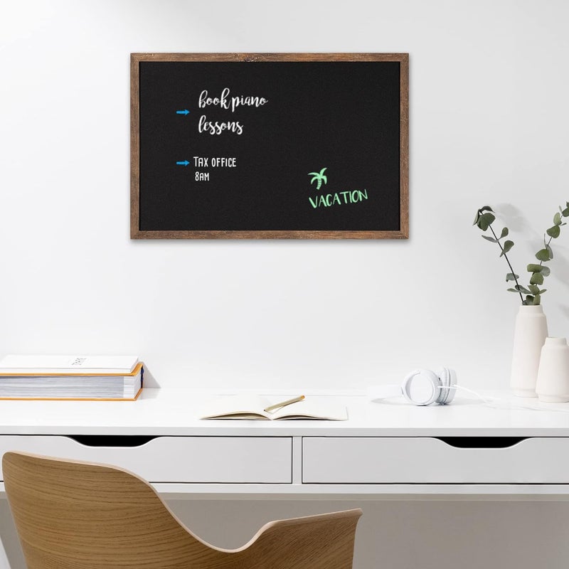 Navaris Navaris WallMounted Chalkboard  Approx 28 x 20 Framed Blackboard for Wall  Memo Message Board with 4 Chalk Sticks for Home Kitchen Office Kids  - Image 3