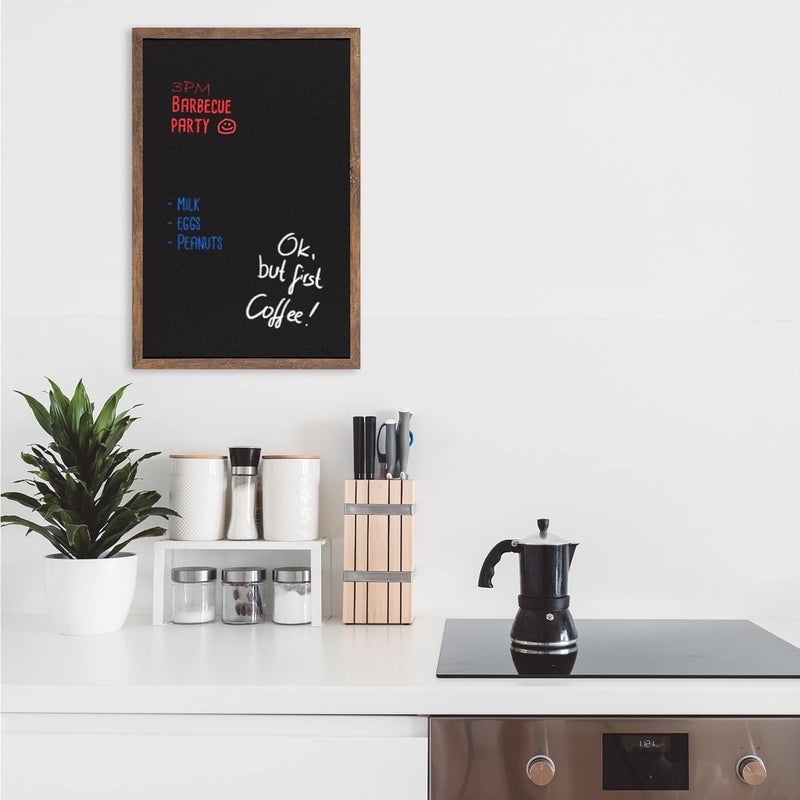 Navaris Navaris WallMounted Chalkboard  Approx 28 x 20 Framed Blackboard for Wall  Memo Message Board with 4 Chalk Sticks for Home Kitchen Office Kids  - Image 2