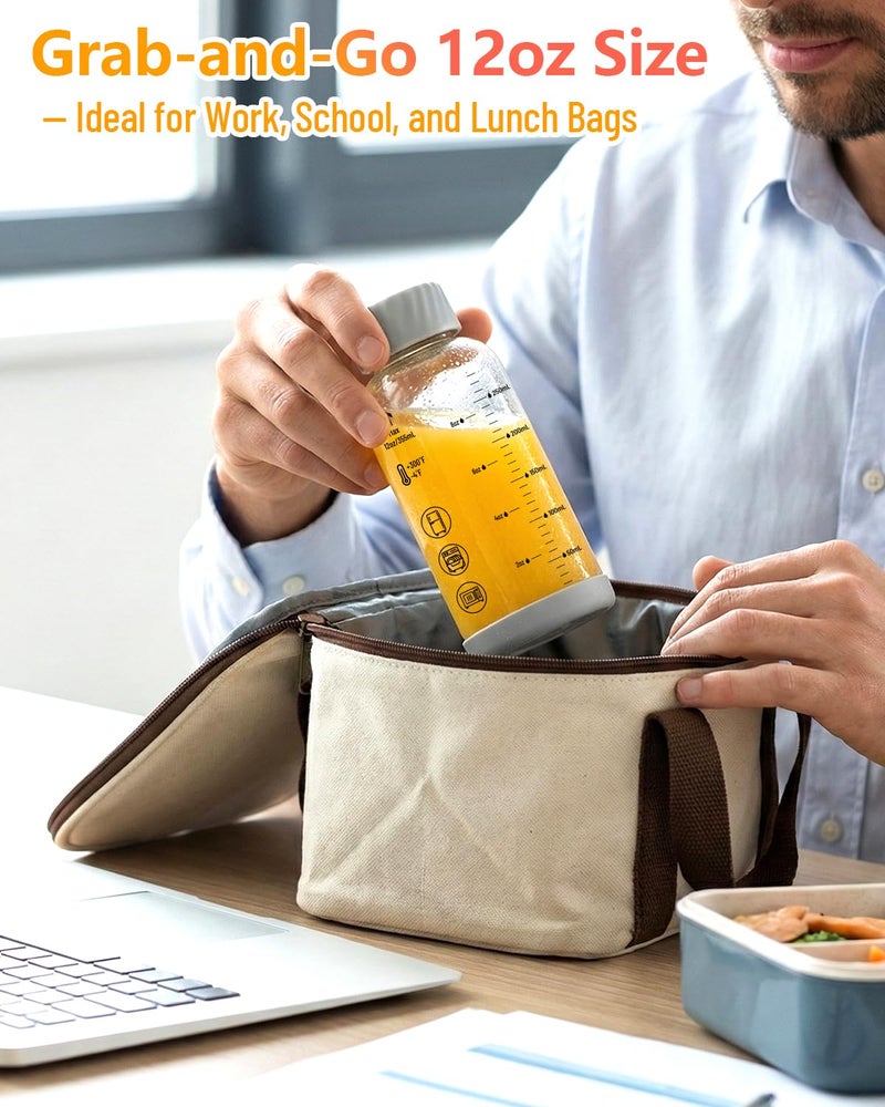 Zukro Glass Water Bottles with Colored lids 16 oz - 4 Pack Heat-resistant Borosilicate Juice Bottles with Stainless Steel Cap for Juicing, Protein, Milk, Smoothies - Airtight Leak proof, BPA Free - Image 4