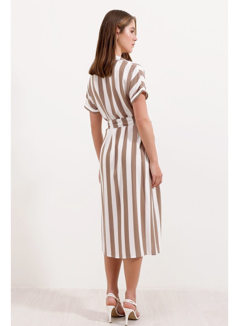 Striped Shirt Dress  - Image 1