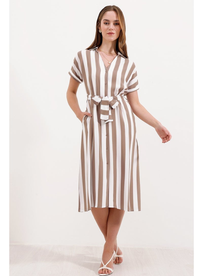 Striped Shirt Dress  - Image 2