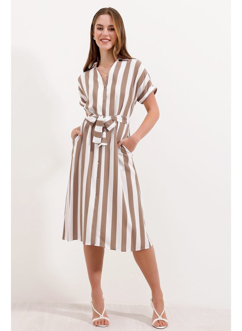 Striped Shirt Dress  - Image 3