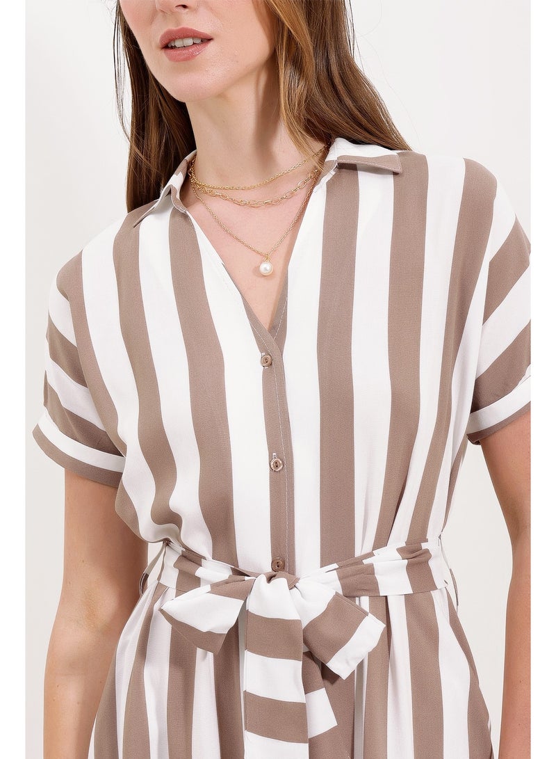 Striped Shirt Dress  - Image 4