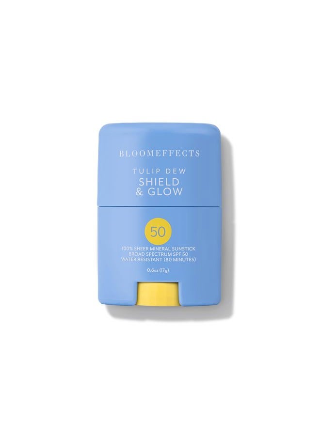 BLOOMEFFECTS Tulip Dew Shield & Glow SPF Sunstick with Broad Spectrum Mineral SPF 50 (Water-Resistant Up To 80 Minutes) | Cruelty-Free Clean Beauty (0.6 oz | 17 g) - Image 1