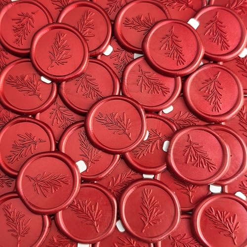 Pilloze 25 Pcs Red Wax Seal Stickers, Premium Wedding Invitation Accessories, Rosemary Envelope Seal, Red Rosemary Stickers for Scrapbooking Christmas Envelope Seals - Image 1