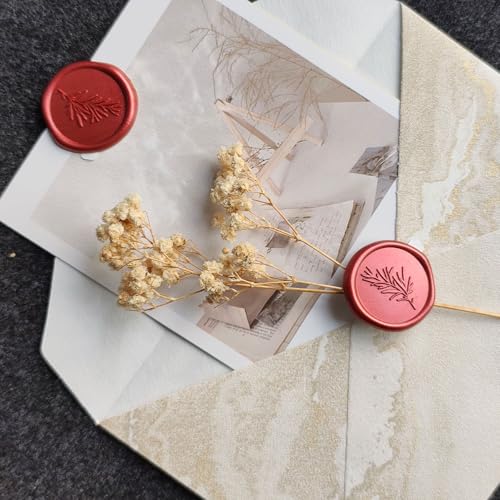 Pilloze 25 Pcs Red Wax Seal Stickers, Premium Wedding Invitation Accessories, Rosemary Envelope Seal, Red Rosemary Stickers for Scrapbooking Christmas Envelope Seals - Image 5