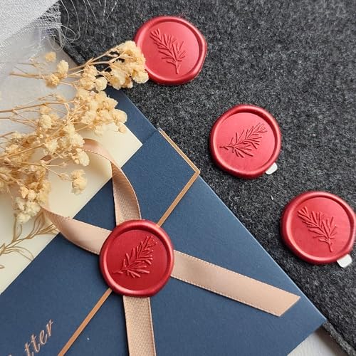 Pilloze 25 Pcs Red Wax Seal Stickers, Premium Wedding Invitation Accessories, Rosemary Envelope Seal, Red Rosemary Stickers for Scrapbooking Christmas Envelope Seals - Image 3
