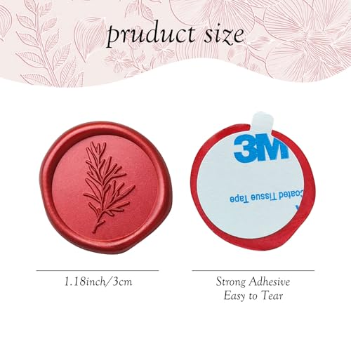Pilloze 25 Pcs Red Wax Seal Stickers, Premium Wedding Invitation Accessories, Rosemary Envelope Seal, Red Rosemary Stickers for Scrapbooking Christmas Envelope Seals - Image 2