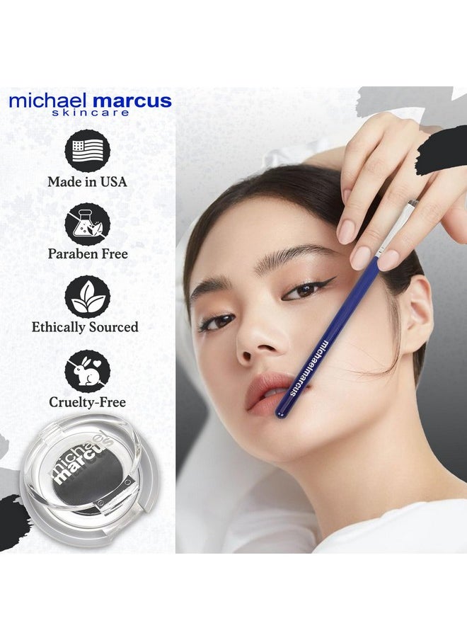 Michael Marcus michael marcus Cake Eyeliner & Brush - 2 Piece Water Activated Dry Pressed Eyeliner & Professional Brush - Long-Lasting, Vibrant Color, Smudge Resistant - Cruelty Free Paraben Free (Kohl)  - Image 5