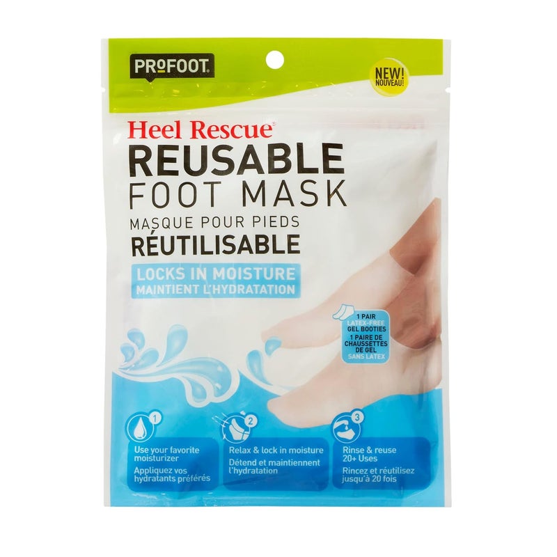 قناع القدم القابل لإعادة الاستخدام من بروفوت هيل+إنقاذ، 1 زوج من البوتي الجل الخالي من اللاتكس