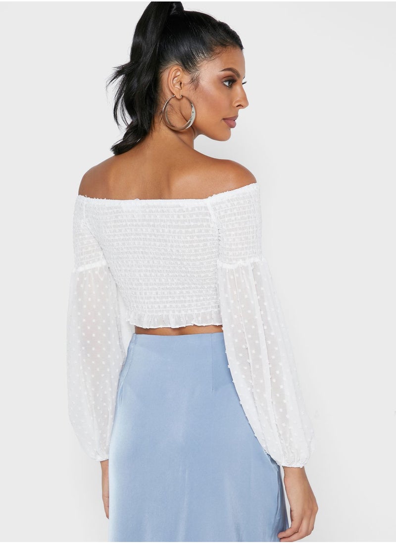 Missguided - Shirred Bardot Top - Image 1