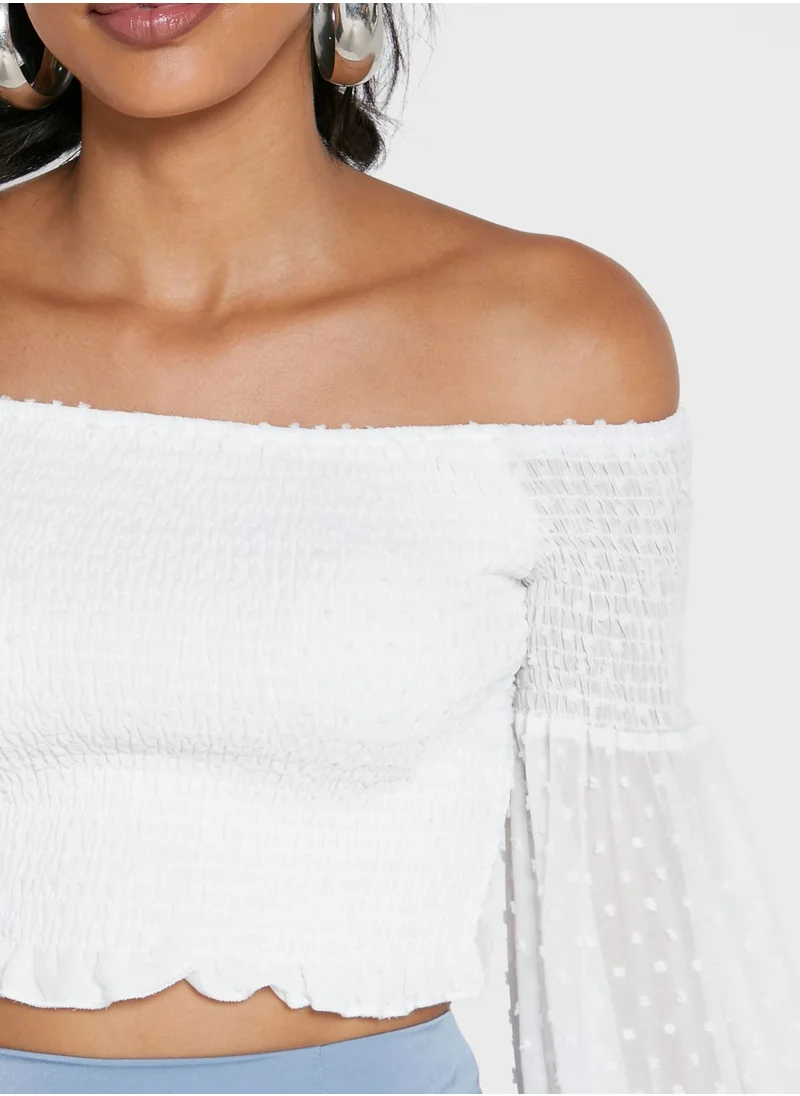 Missguided Shirred Bardot Top