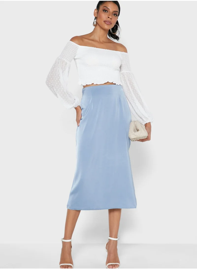 Missguided Shirred Bardot Top