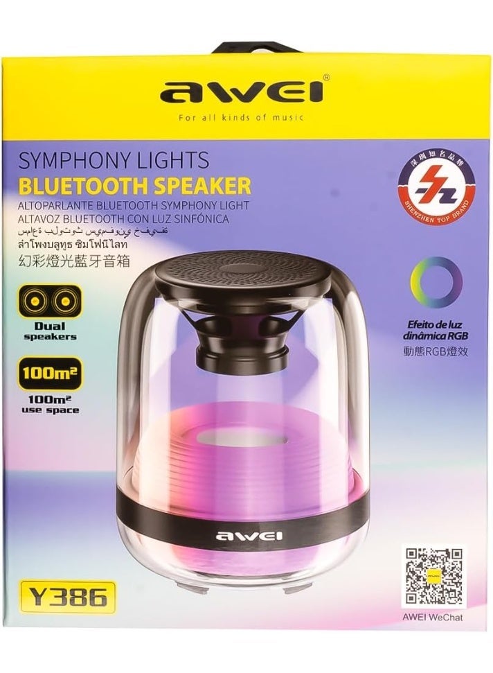 AWEI Y386 Portable Bluetooth Speakers: Wireless, Dazzling Color Running Light Waterproof Outdoor Speakers, Best Bluetooth Speaker for Beach, Camping, and Hiking - Boombox (Black) - Image 3