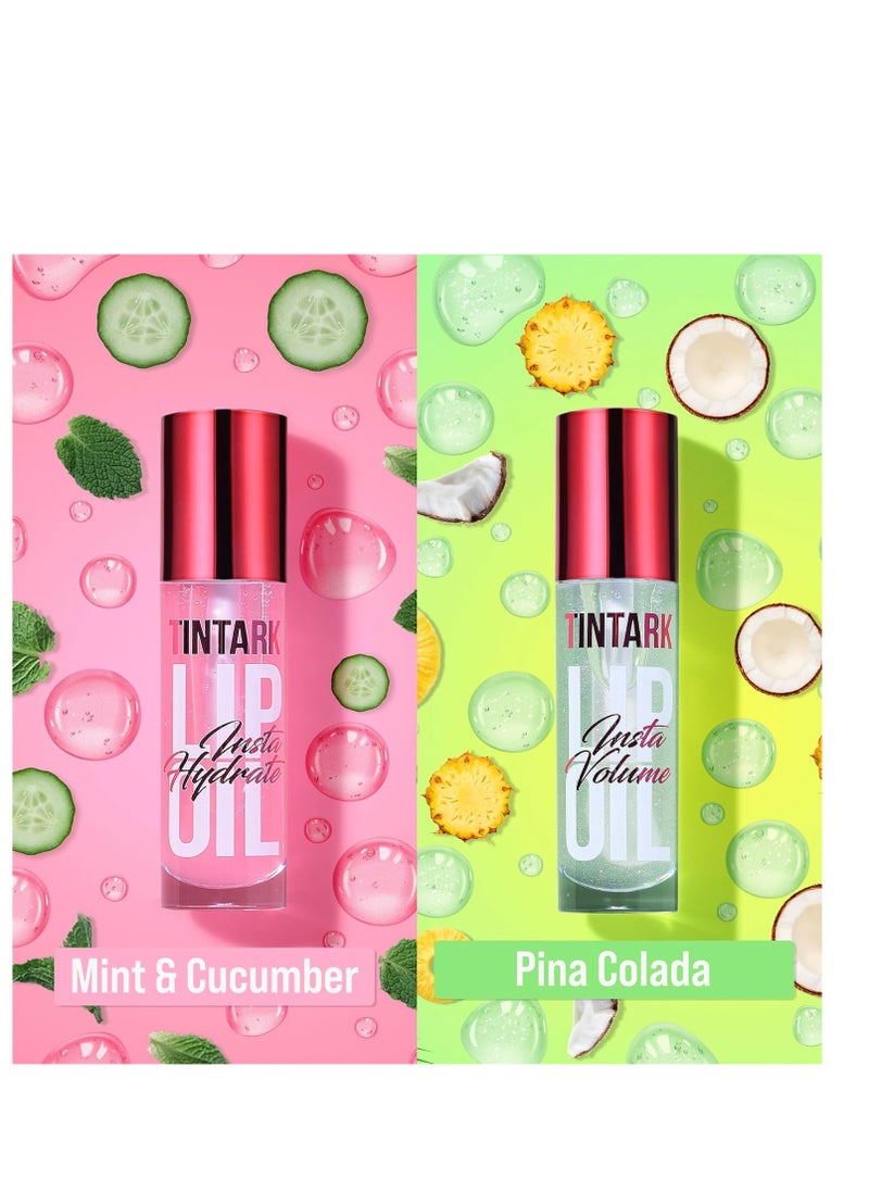 Tintark Lip Plumper Gloss 2 PCS, Natural Lips Plump Plumping Lip Oil, Lip Treatment for Dry Cracked Lips Reduces Lip Lines, Piña Colada Lips Plumpers, Mint &Cucumber Lips Moisturizer  - Image 2