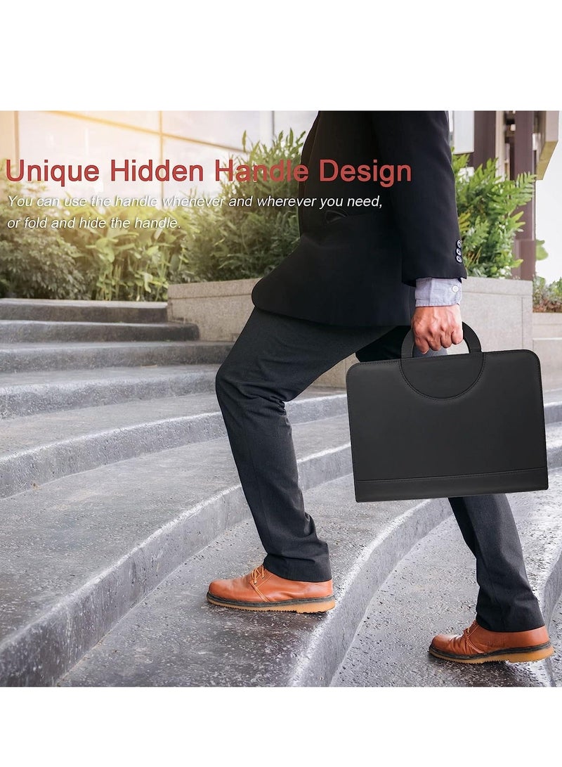 Portfolio Binder Organizer with Handle, 13.4 * 10 * 1.6 Inch Zippered Padfolio, Writing Pad Notepad Legal Size Detachable Business Folder Resume Interview Gift for Men Women - Image 3