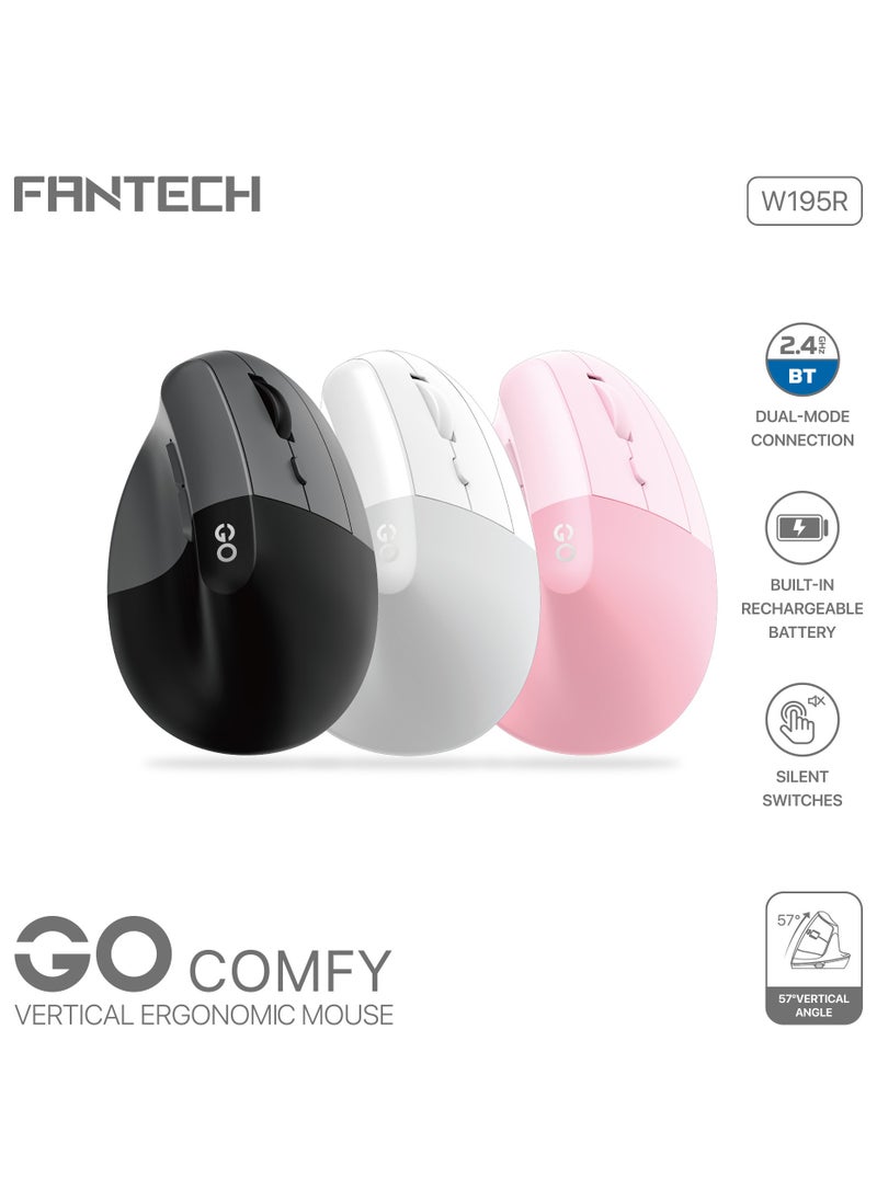 FANTECH - Wireless Gaming Mouse  - Bluetooth 5.1 & 2.4G Dual Mode Long-Lasting, 500mAh Rechargeable, 57° Ergonomic Design, 1600 DPI, 7 Buttons for for Laptops Laptops Tablets Etc, - Image 1