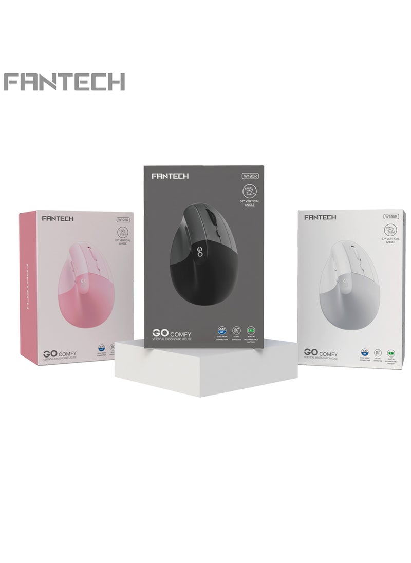 FANTECH - Wireless Gaming Mouse  - Bluetooth 5.1 & 2.4G Dual Mode Long-Lasting, 500mAh Rechargeable, 57° Ergonomic Design, 1600 DPI, 7 Buttons for for Laptops Laptops Tablets Etc, - Image 1