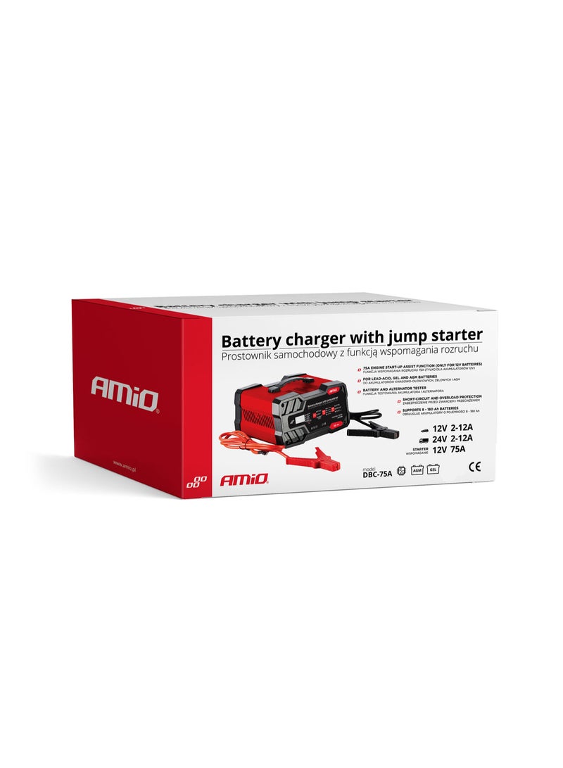أميو شاحن بطارية بقدرة 12 أمبير (12/24 فولت) مع خاصية تشغيل مساعد (Jump Starter) بقدرة 75 أمبير (12 فولت) - Image 4