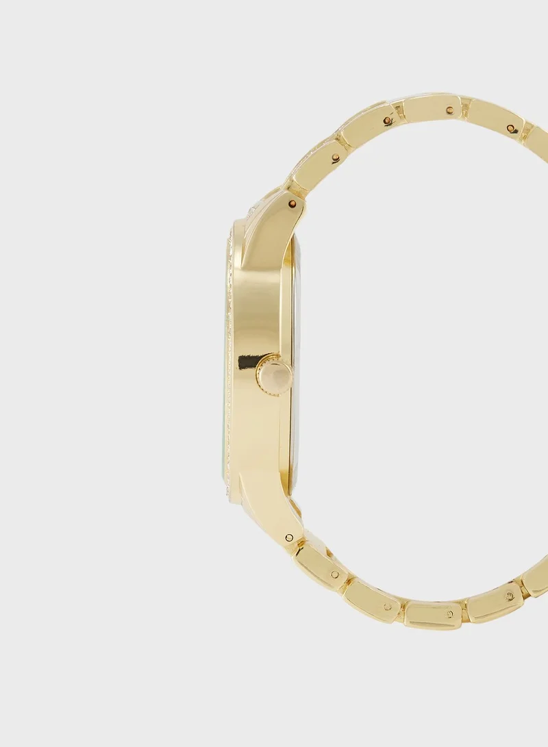 Khizana Rhinestone Dial Jeweled Analogue Metal Strap Watch