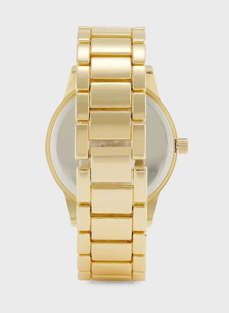Khizana Rhinestone Dial Jeweled Analogue Metal Strap Watch