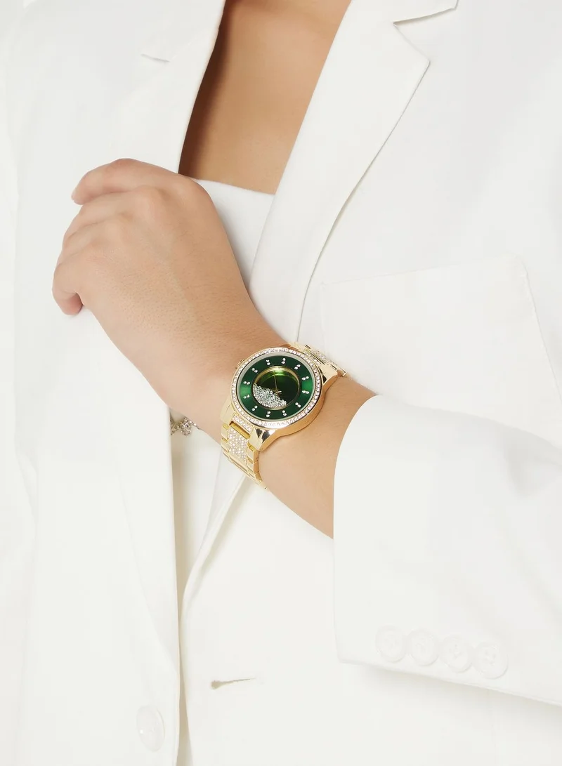 Khizana Rhinestone Dial Jeweled Analogue Metal Strap Watch