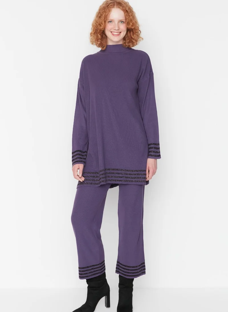 trendyol High Neck Knitted Top & Pants Set