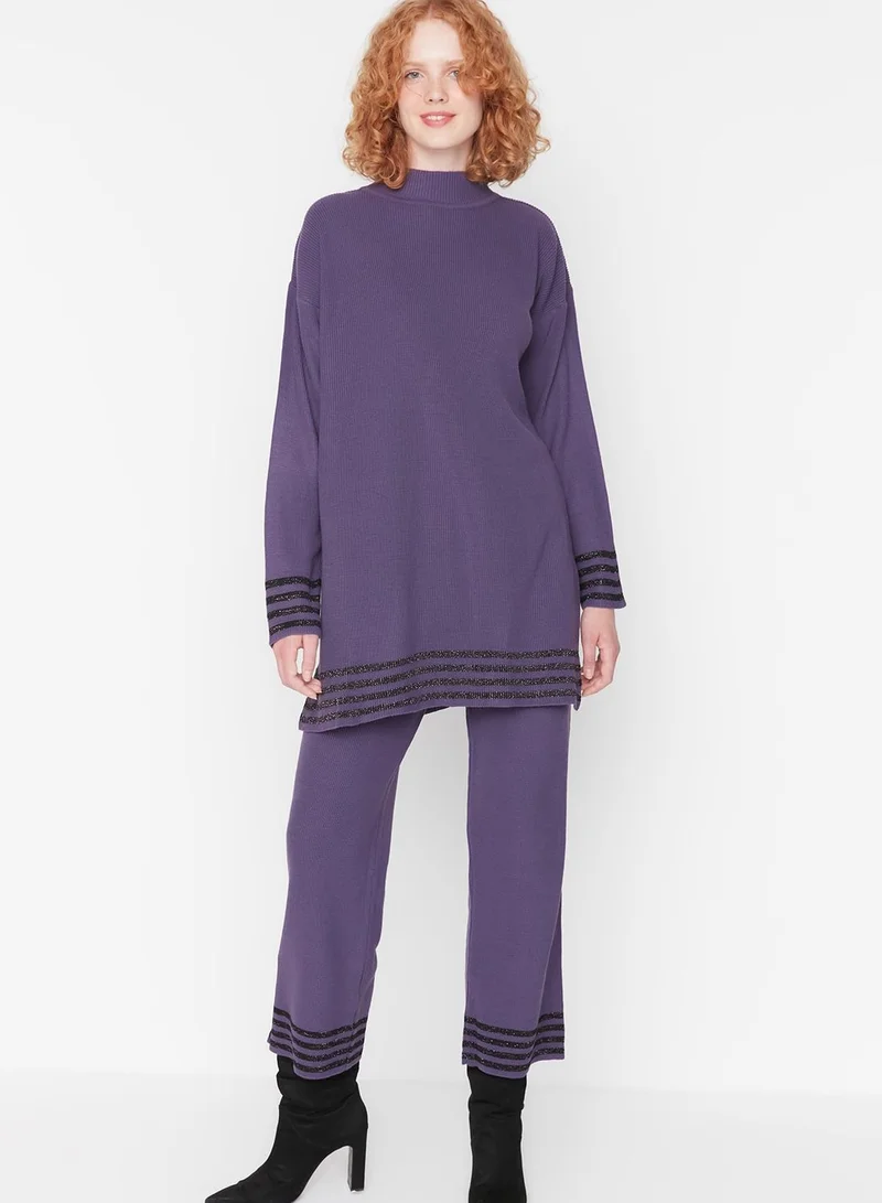 trendyol High Neck Knitted Top & Pants Set