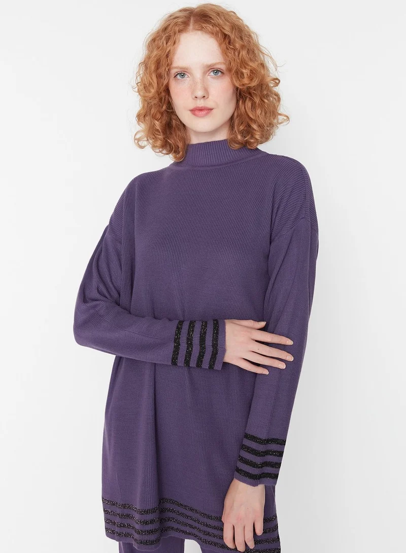 trendyol High Neck Knitted Top & Pants Set