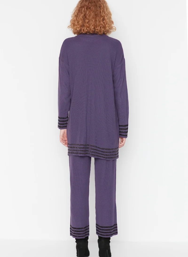 trendyol High Neck Knitted Top & Pants Set